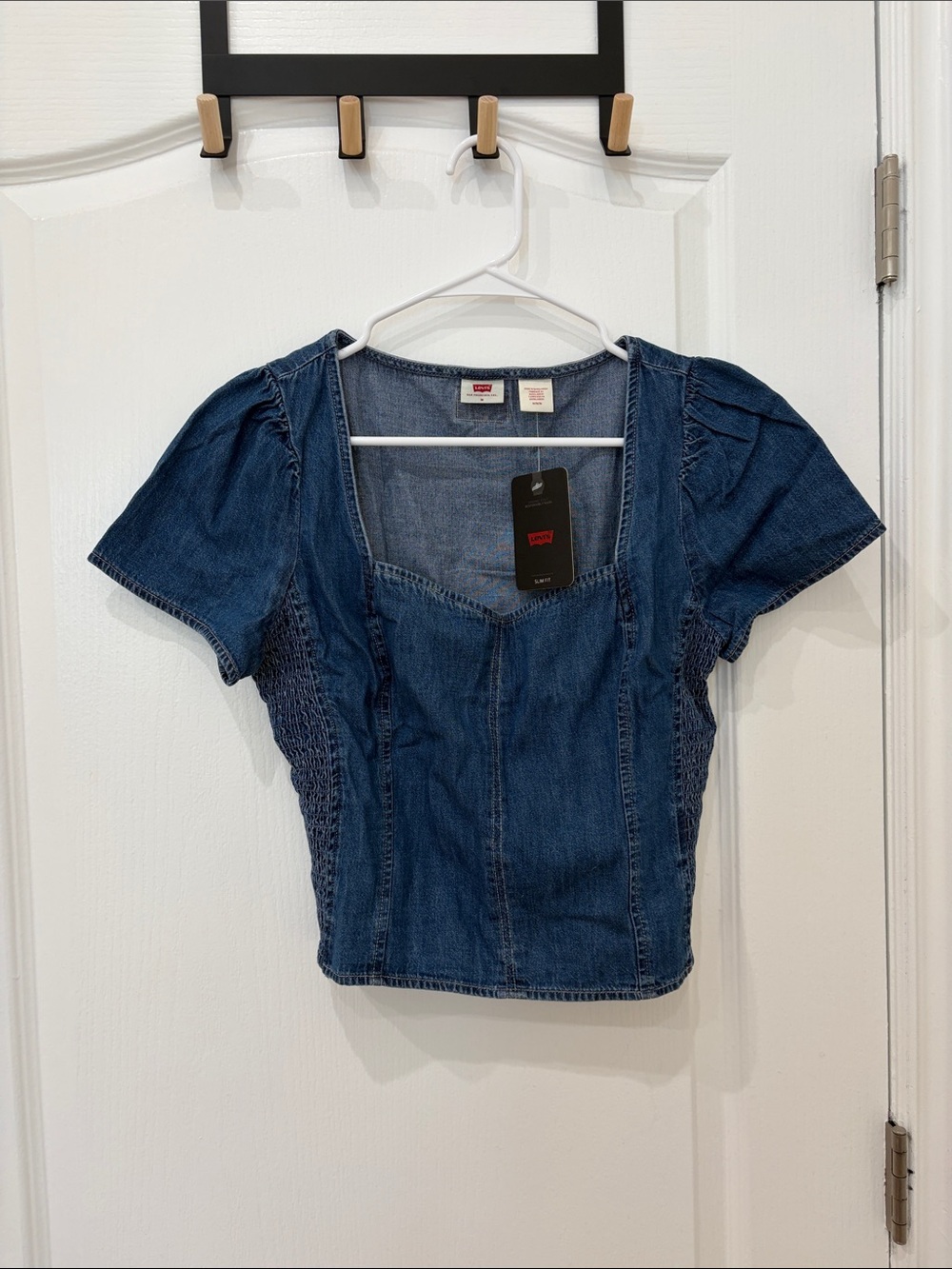 Levi's Dark Blue Denim Square-Neck Crop Top